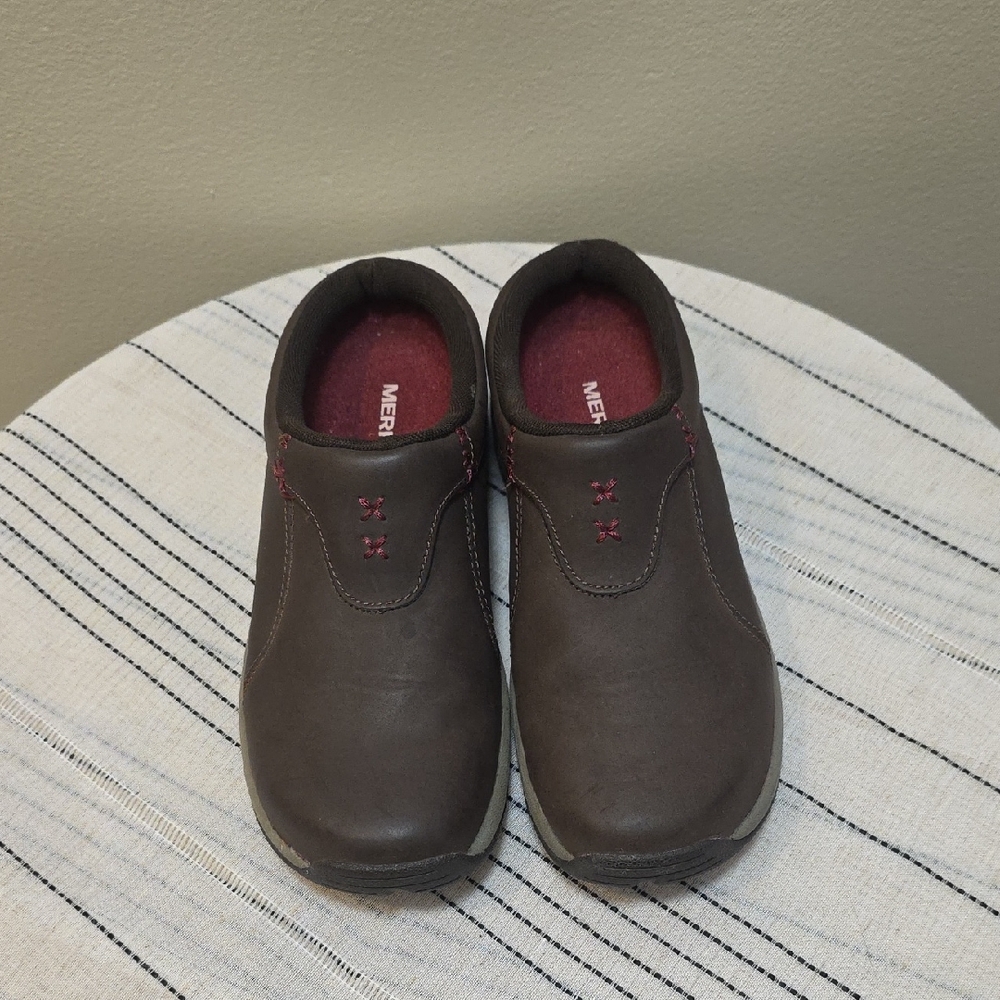 Merrell Brown Slip-On Shoes with Red Accents